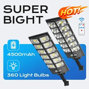 3 Modes Solar Street Light Outdoor Solar Parking Lot Light, 360 LEDs Wide Angle Lamp with Motion Sensor IP67 Waterproof Commercial Lighting for Garden Yard Porch Decor