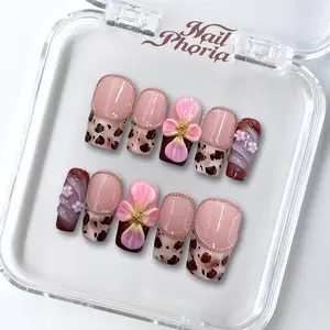 NailPhoria WILD PETALS - Handmade Press-On Nails | Reusable, Salon-Quality, Long-Lasting, Glossy Design
