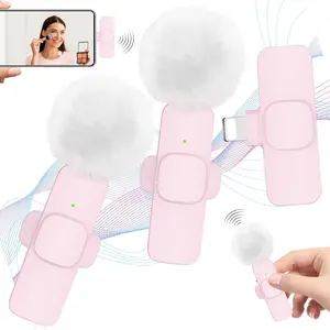 Wireless Lavalier Microphone, USB Rechargeable Wireless Microphone, Noise Reduction Microphone for Video Recording, Interview, Podcast, Vlog, Audio