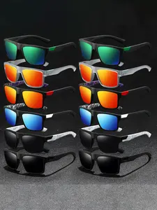 12pcs pieced sports sunglasses,Sports cycling sunglasses,unisex,offering various colors,feature UV400 protection,suitable for outdoor activities,classic splice frame with rubber nose pads provides comfort and non-slip fit