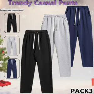 Men's Regular Fit Solid Drawstring Waist Sweatpants, Casual Pocket Design Pants for Fall & Winter, Men's Trousers for Daily Wear, Yoga Training Pants,vacation outfits,essentials,outfits men