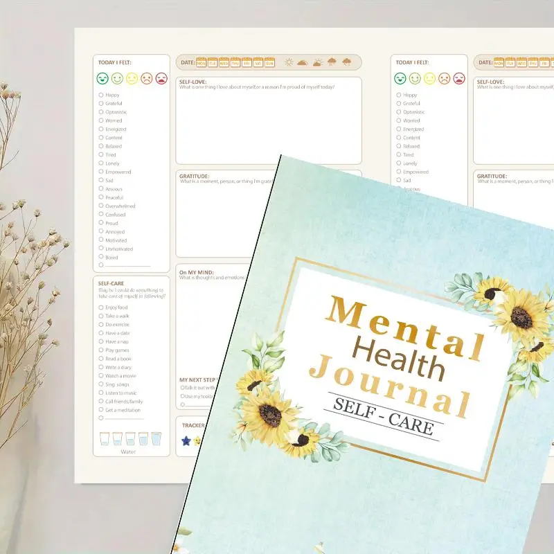 Daily Mental Health Journal, Wellness Journal, Guided Journal for Self-Care, Relaxation, Mindfulness Practices and Meditation, Emotional Tracking, Mood Tracker, Stress Management and Anxiety Relief Tool for Men and Women, Planner, Planner Notebook