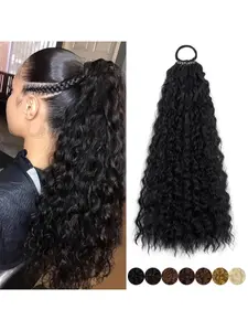 Women's High Temperature Fiber Wavy Ponytail Extension, Elastic Hairband Design, Perfect Gift for Holidays, Party Use, Multi-Scene Application