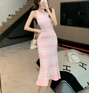 Stripper V Vest Sexy Sleeveless Mid-Length Tight Spring Summer Women's Elegant Polka Dot Mini Scoop Striped Freshman Hoco Plain Neck Floral Bodycon Party Day Dress 2000s Yf 167364 Casual Fit