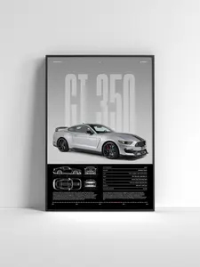 Ford Mustang Shelby GT350 Poster American Muscle Car Wall Art Classic Sports Car Print Gift for Car Enthusiast Car Print Car Poster