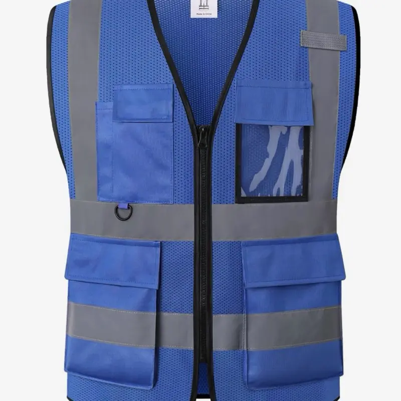 Reflective Safety Vest with Pockets and Zipper – High Visibility Work Vest