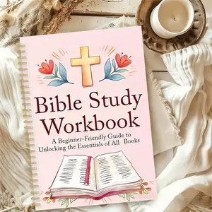 1 Pink Cross-Open Bible Notebook | Workbook, Spiral Bound Notebook, A5 Size, 100 Pages, Paper Material, Minimalist Style, Lined Planning Pages, Perfect for Key Bible Study Notes, Daily Gratitude Journal, and Tracking Must-Read Bible Verses