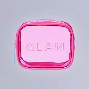 KISS GLAM Clear Cosmetic Bag - Pink