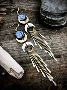 Gold Moon Kyanite Earrings