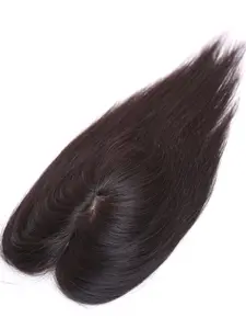 9x14cm Virgin Hair Skin Base Human Hair Topper with Clips in Women Silk Scalp Top Toupee for Thin Hair Free Part Hair Piece
