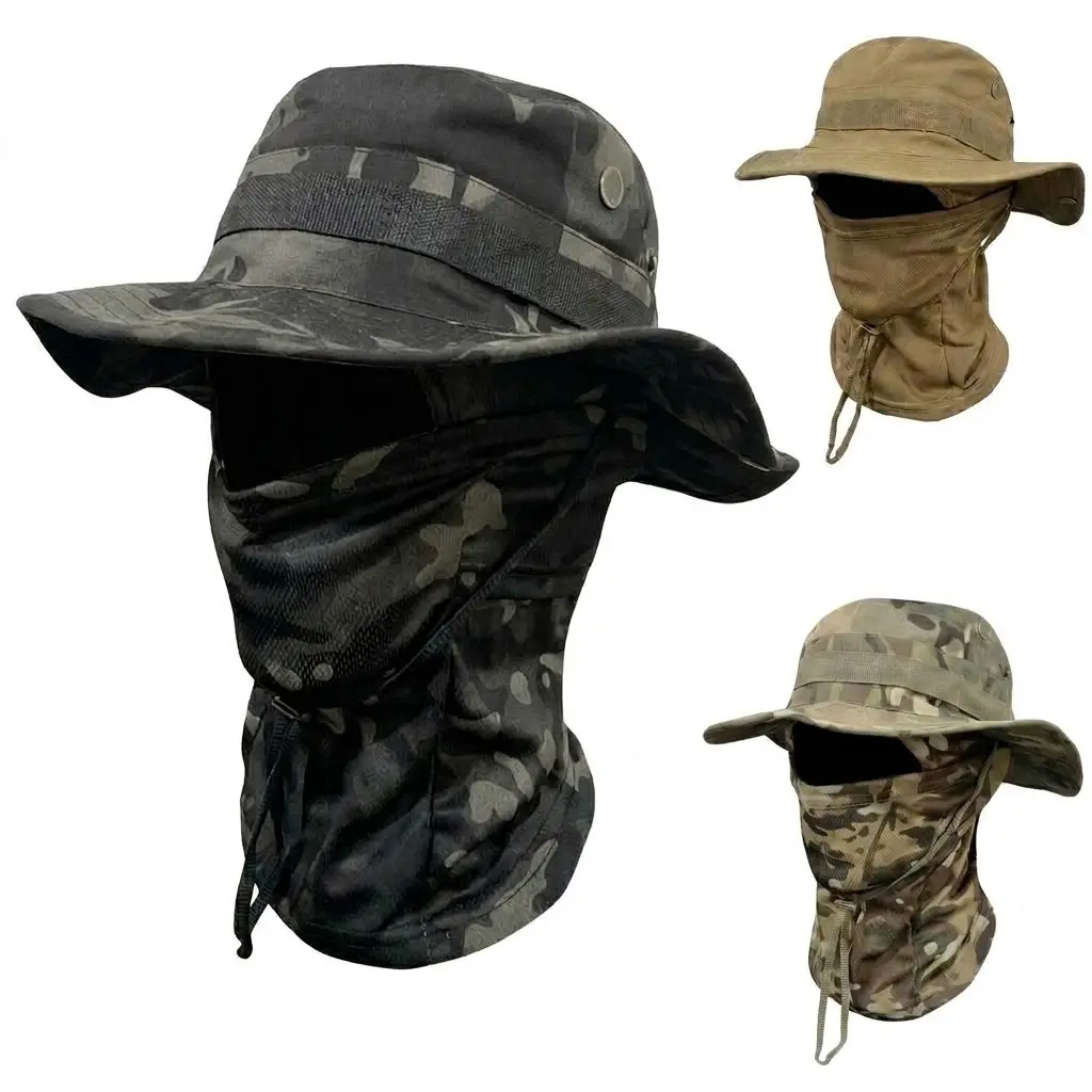 Camo Bucket Hat Set with Detachable Face & Neck Shield| Daily Sun Protection for Outdoors