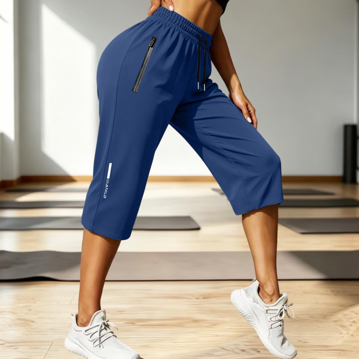 Women's Active Nylon Pants, Loose Straight Leg Fit with Zippered Storage Pockets and Drawstring Waist for Hiking, Women's Clothes, Clothes, Pants For Women,clothes for back to school,first day of school outfits
