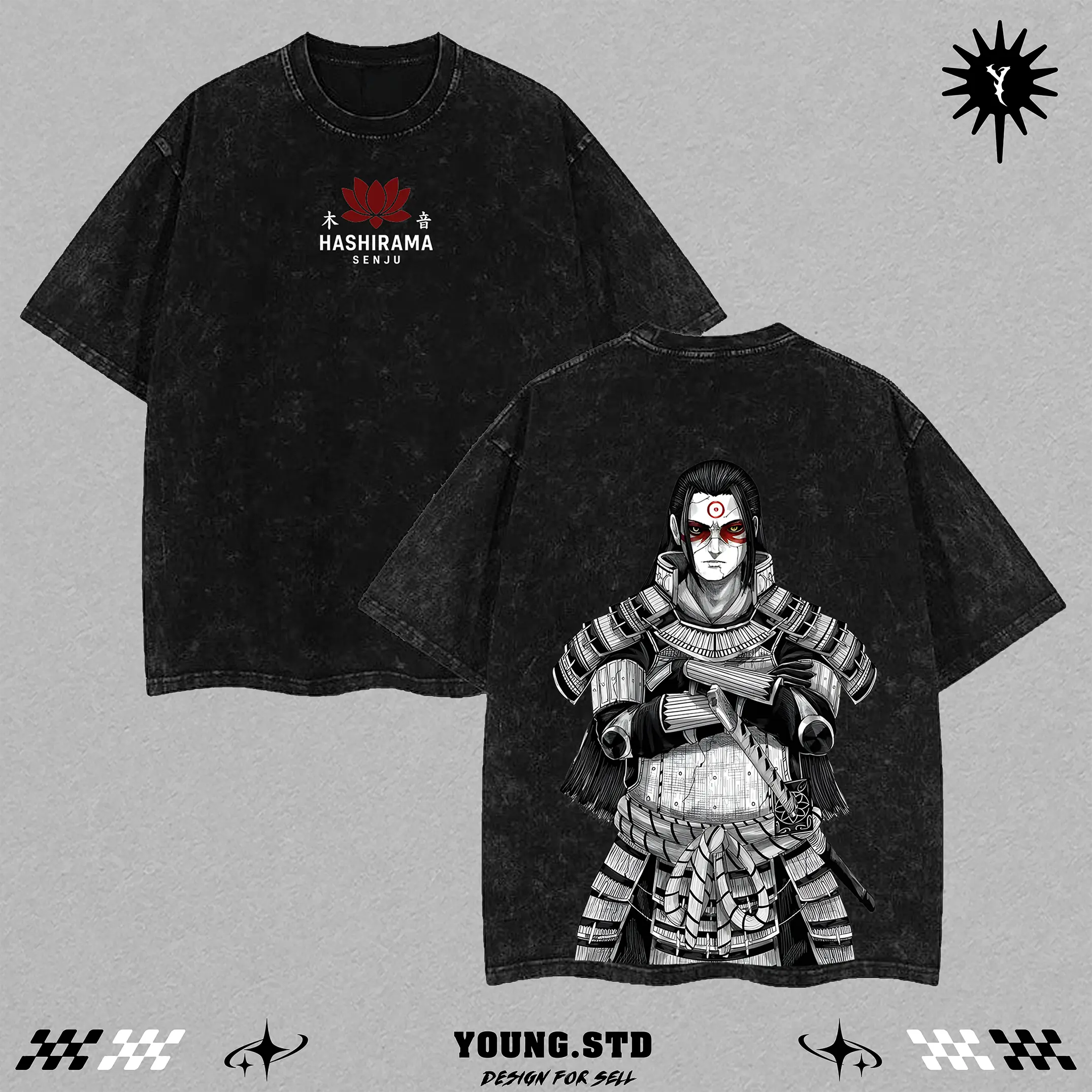 Hashirama Senju Samurai Oversized Tee | Naruto First Hokage Anime Shirt | Vintage Manga Warrior Streetwear | Dark Shinobi Aesthetic Unisex Top | Legendary Leaf Clan Grunge Tee | Dope Ninja Core Gift for Him