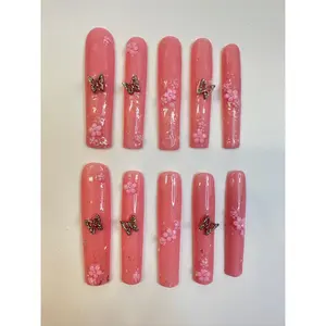 Fast & reusable press on nails | 24PC bedazzled kit,handmade acrylic nails