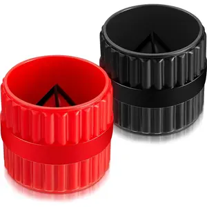 2 Pieces Inner-Outer Reamer Pipe and Tube Deburring Reamer Tubing Chamfer Tool for PVC PPR Copper Brass Aluminum Pipes (Red, Black)