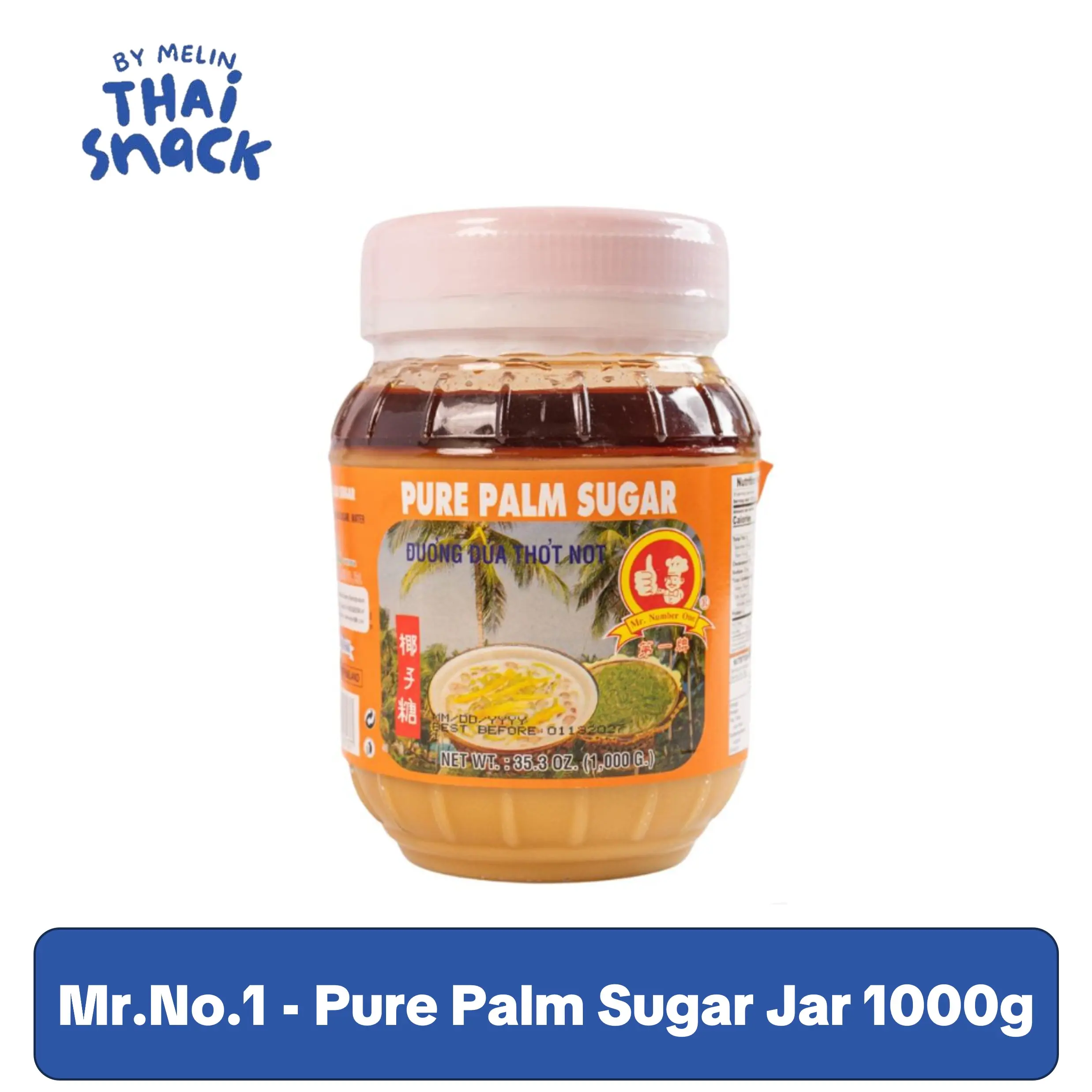 Mr.No.1 Pure Palm Sugar (1kg), Natural Sweetener & Sugar Substitute, No Artificial Additives, Ideal for Baking, Cooking, Sugar Substitutes