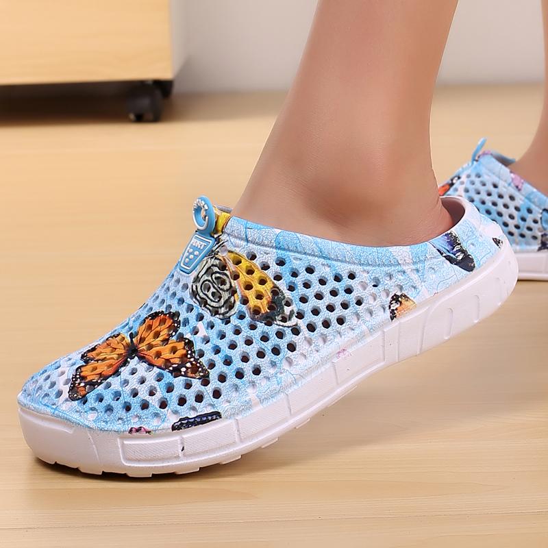 Women's Butterfly & Vintage Floral Print Mesh Clogs, Multi-Color Breathable Waterproof Non-Slip Slip On Mules, Lightweight Summer Sandals for Beach, Garden & Casual Wear