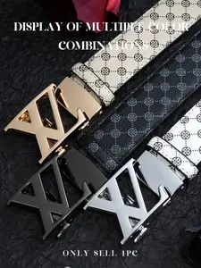 Men's Alloy Automatic Buckle Belt, Fashion Belts, Casual Fashion Print Waistband, High-End Lightweight Design, Versatile Pants Strap, All Seasons