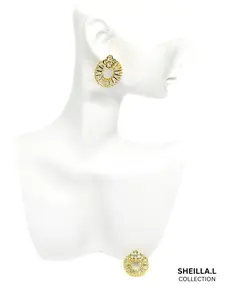 18k Gold Sunburst Crystal Stud Earrings –  Stainless Steel