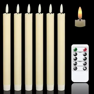 Flameless LED Candles with Remote & Dimmer - Battery Operated Flickering Candles for Wedding, Home, and Holiday Decor, (6-Pack )