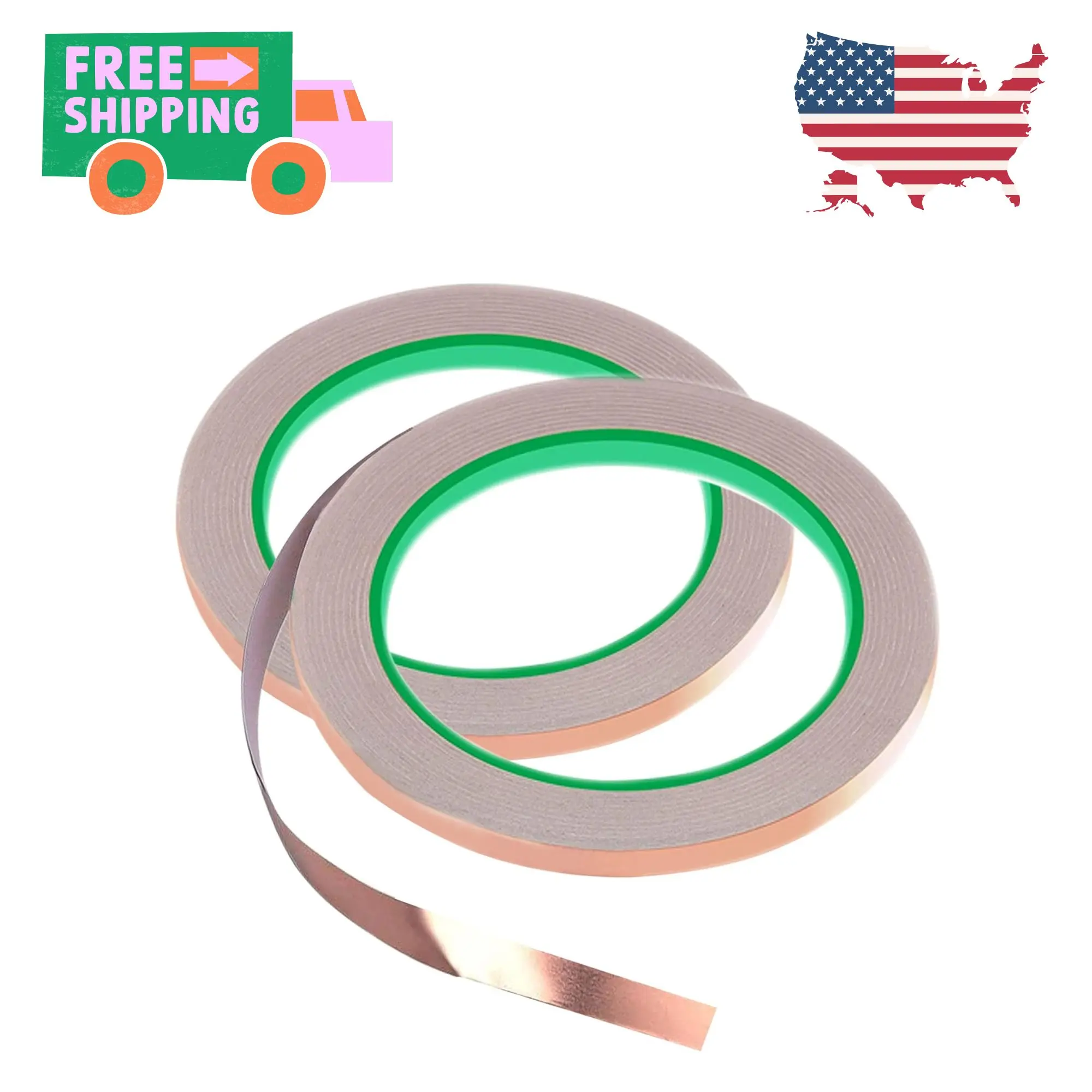 2pcs Copper Tape with Double-Sided Conductive Copper Foil Tape Self Adhesive