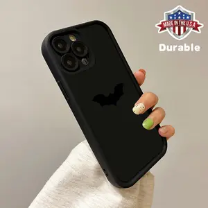 New Full Package Anti-Shock Black Bat Pattern Silicone Phone Case for iPhone 16 15 14 13 12 11 Pro Max A fashionable and popular choice, a gift for him or her FJ1 Cellphone Protection Cover Smartphone Protective Casing