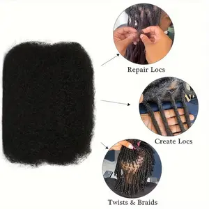 30g/ Pack Bulk Afro Kinky Straight Dreadlock Extensions Suitable for Women & Men -Loc Braiding Human Hair with Dreadlock Acces