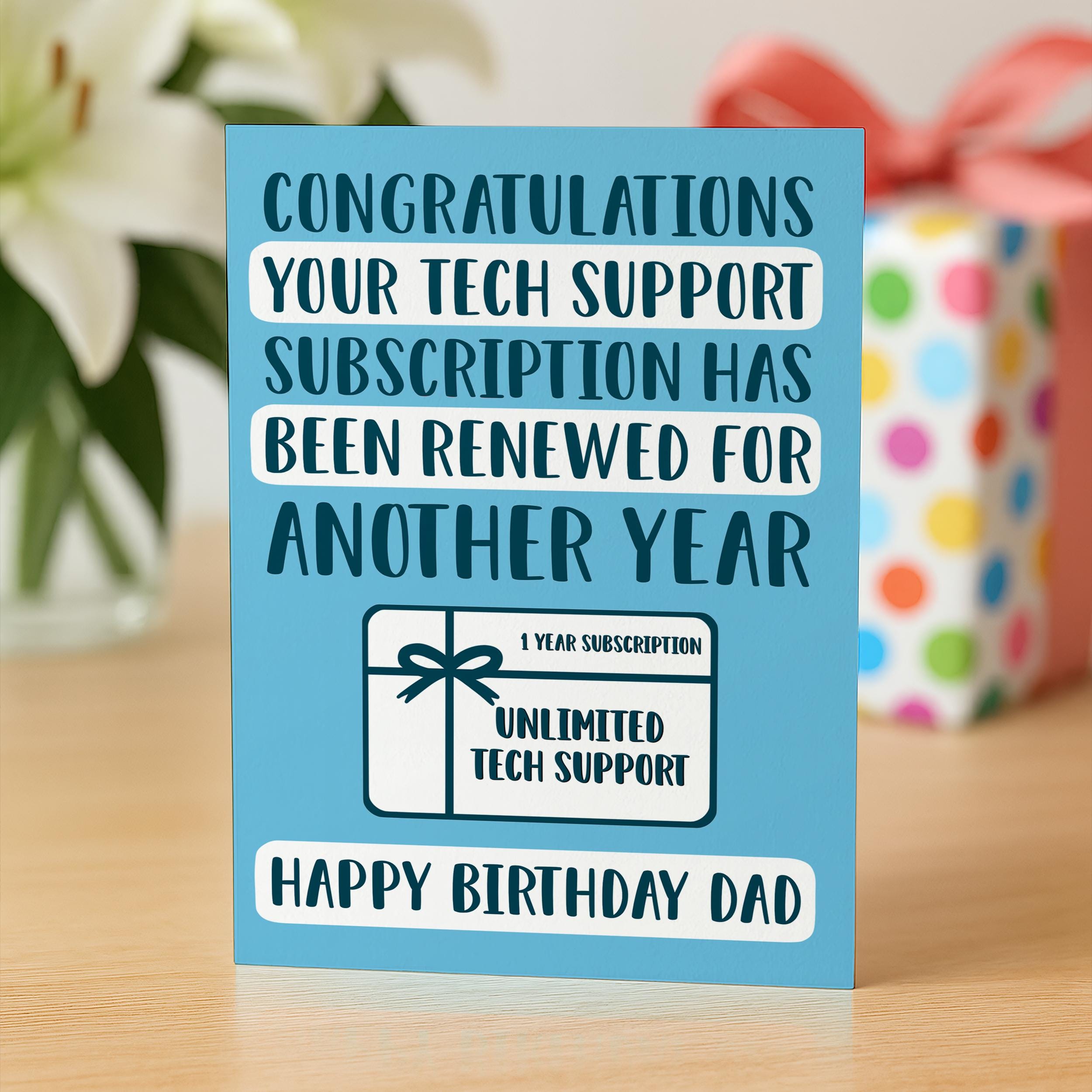 Dad Birthday Card, Funny Dad Birthday Card, Birthday Card From Daughter, Dad Birthday Gift, Tech Support Card