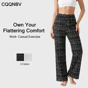 CQQNBV Women's High-Waisted Wide Leg Sports Joggers - Summer Lightweight Flowy Polyester Activewear with Print, Casual Loose Trousers for Outdoor Activities  sweatpants