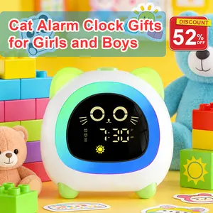 Alarm Clock for Kids, Kids Alarm Clock, Ok to Wake Night Light Clock for Bedroom with Sleep Training, Cat Shaped Gift for Girls Toddlers Children, Pink