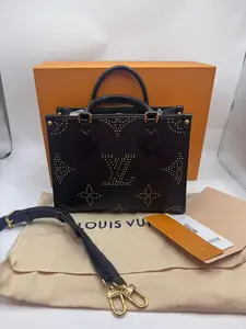 Pre-owned Louis Vuitton OnTheGo PM Tote Bag – Jungle Collection, Full Set, 98% New, Microchip Version, Black Studded Design, Premium Leather