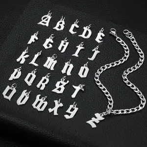 A-Z First Letter Pendant Cuban Chain Stainless Steel Bracelet - Simple Trendy Hip-Hop Neutral Style, Letter Link Bracelet for Daily Leisure, Holiday Party Gifts