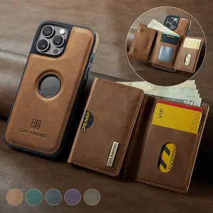 Magnetic Wallet Case for iPhone 16e/15/14/13/12 Pro Max, Detachable Wireless Charging Stand, 6 Card Slots, Rfid Protection