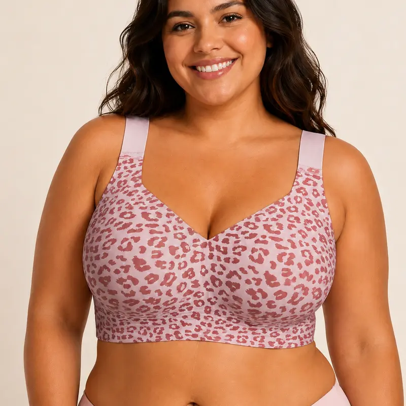 Women's Plus Size Jelly Wireless U-Back Bra - S to 4XL, Breathable Seamless Full Coverage, Hook-and-Eye Closure, Breast Support & Lift, Wire Free Everyday Bras for Women