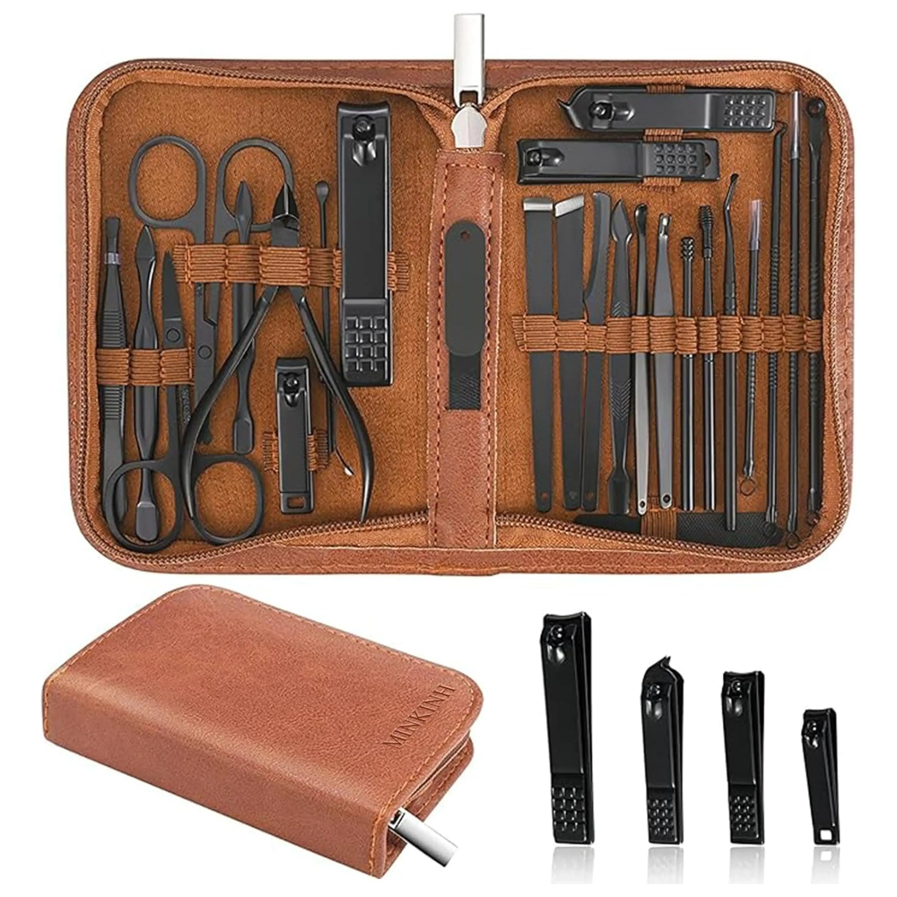 Manicure Set Professional Nail Clipper Kit-26 Pieces Stainless Steel Manicure Kit,Nail Care Tools with Luxurious Travel Case Nail Grooming Kit Present for Men Husband Boyfriend Parent