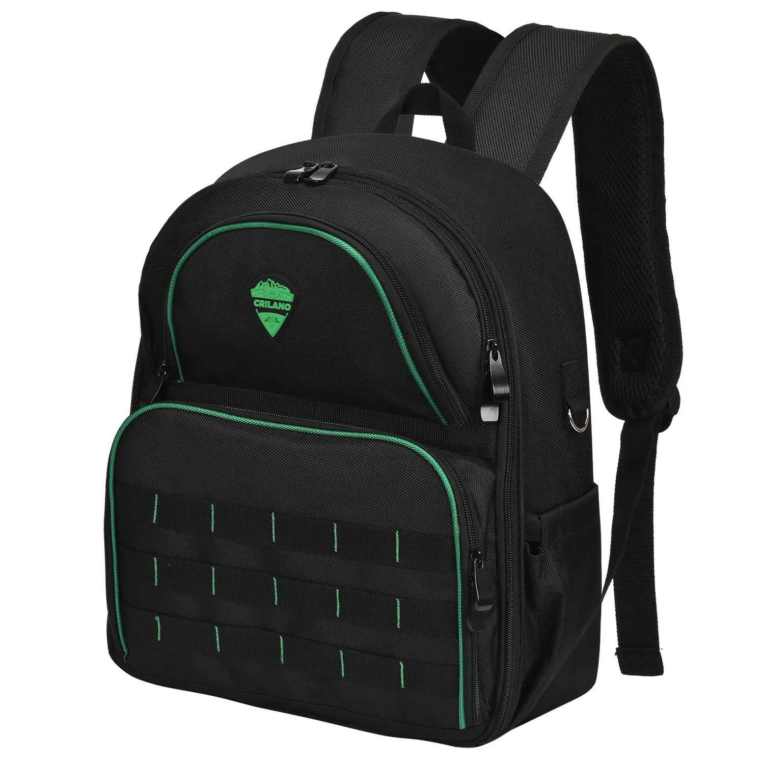 Heavy Duty Roll-Up Nylon Tool Backpack - Plain Functional Bag with Built-In Organizer, Adjustable Strap, Multi-Pockets Storage, Foldable Design, 2 Zippered Small Pouches, Waterproof for Dad, Athletic Use