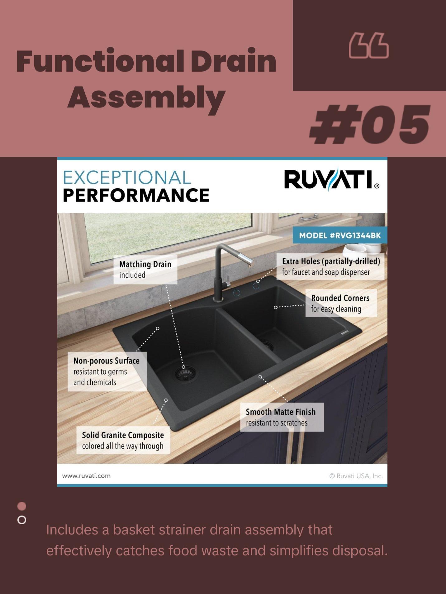 33 x 22 inch Dual-Mount Granite Composite Double Bowl Kitchen Sink