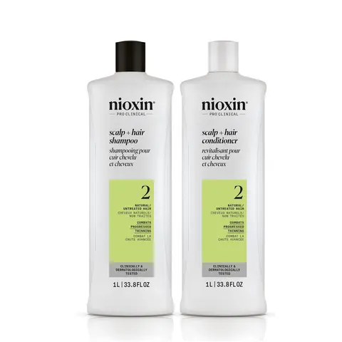 Nioxin System 2 Scalp + Hair Liter Duo Haircare Set (Shampoo & Fine Hair Conditioner) - Liter Bottles, Salicylic Cleansing, Botanical Oils Blend, Peppermint Scent, Scalp Health Support, Nourishing, Non-Toxic, Shiny, Soft Volumized ($104 Value)