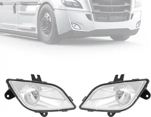 HECASA Full LED Fog Lights for 2018-2024 Freightliner Cascadia Front Bumper Clear Lens Chrome Housing Driver & Passenger Side Replacement A6603653002 A6603653003