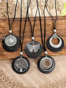 3 Piece Bohemian Long Pendant Necklaces, Round Tree of Life Butterfly Necklace, Gothic Vintage Jewelry for Daily Party Women Gifts, Dainty Boho Necklace, Daily Wear Necklace