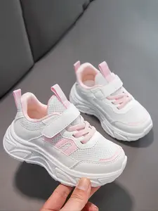 Unisex Colorblock Sneakers, Breathable Mesh Patchwork Thick Sole Shoes for Kids, Ideal for School & Outdoor Play