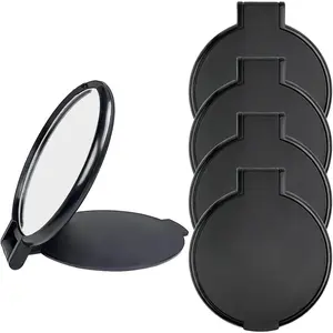 Mini Round Folding Mirror Portable Pocket Mirror Makeup Mirror for Purse Travel Makeup Mirror for Women Girls Daily Use (4 Pcs White) Black