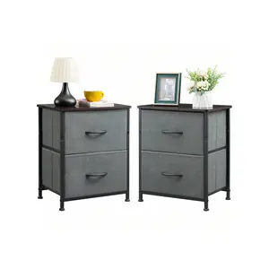 New 2024  Small Dresser Drawers Set of 2 Nightstands Bedside Table with Removable Fabric Bins for Bedroom Office Laundry Closet Entryway Hallway Nursery Room Home Decor Ideas