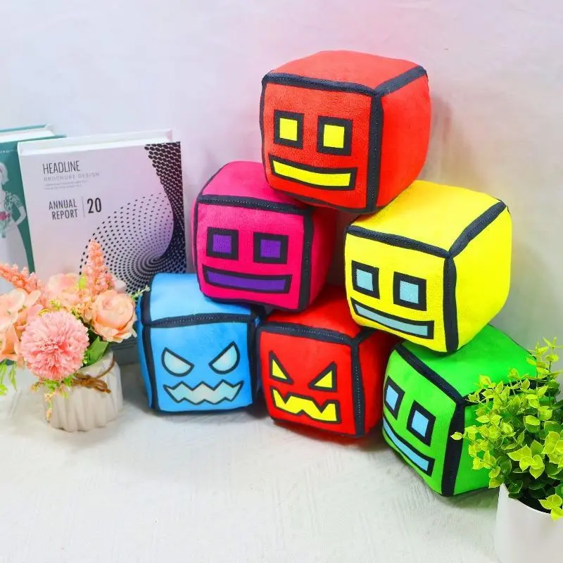 Soft Geometry Dash Cube Plush Toy Set, Cute Game Character Stuffed Plushies, Lovely Room Decor, Funny Birthday Holiday Presents for Children & Game Fans Soft Geometry Dash Cube Plush Toy Set, Cute Game Character Stuffed Plushies, Lovely Room Decor, Funny Birthday Holiday Presents for Children & Game Fans