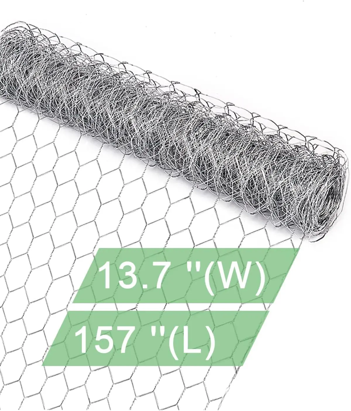 Galvanized Chicken Wire Mesh - 13.7"×157" Garden Animal Barrier Fence, 1 inch Mesh Fence for Pet,Rabbit,Poultry
