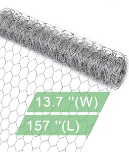 Galvanized Chicken Wire Mesh - 13.7"×157" Garden Animal Barrier Fence, 1 inch Mesh Fence for Pet,Rabbit,Poultry