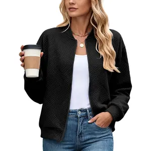 Womens Bomber Jacket Coat Casual Stand Collar Zip Up Lightweight Fall Fashion Jackets Outfits
