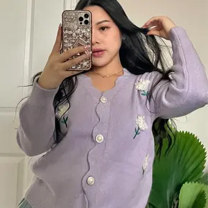 Lilac Lilly Flower Sweater