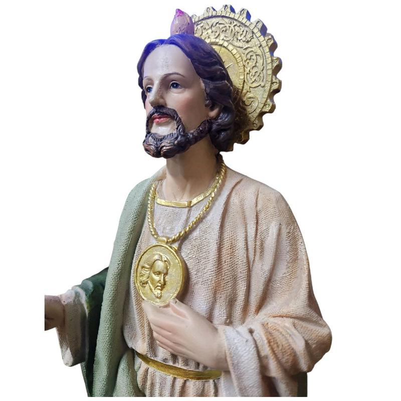 San Judas 20" Inches Tall CON CAPA (6 Estilos para Escojer)  Brand New Statue with Green and Gold Accents Religious Decor Ornaments St Jude Thaddeus With Cape Santo de los Casos Imposibles