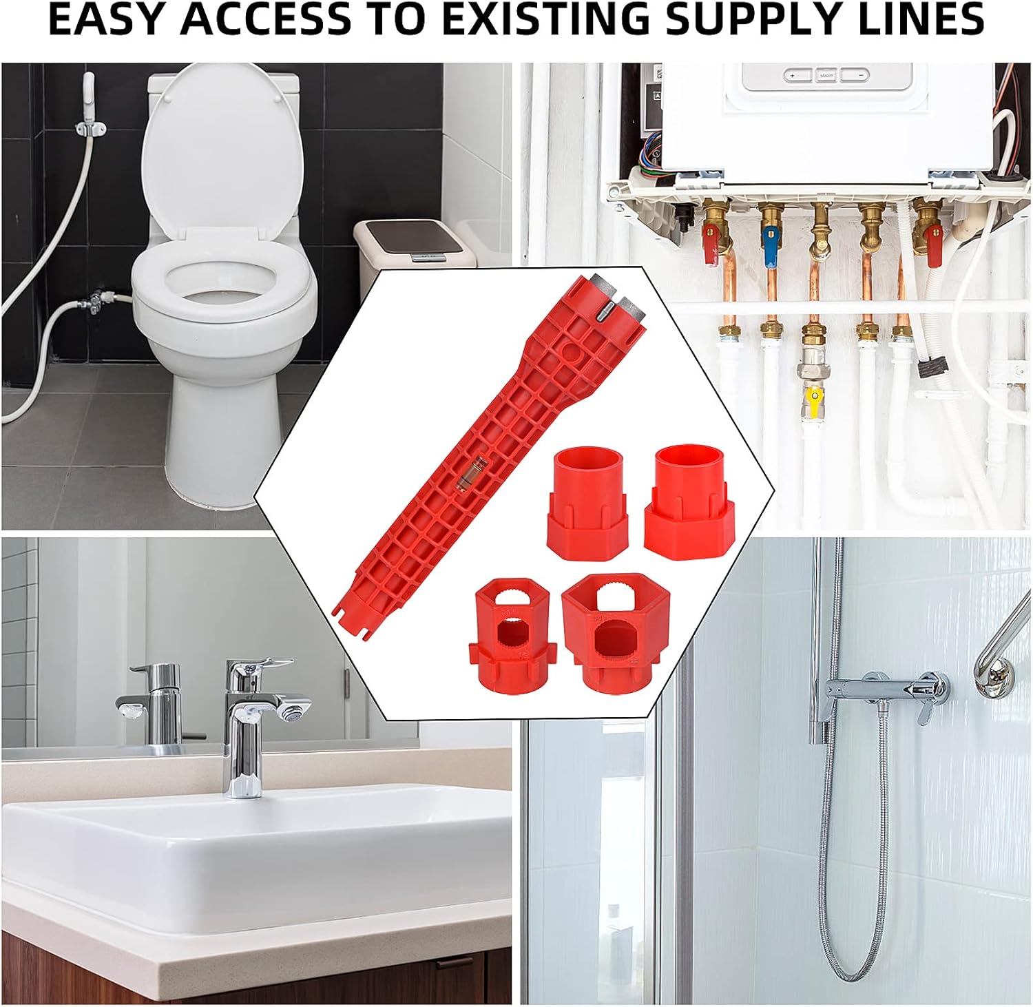 14-in-1 Faucet and Sink Installer,Faucet and Sink Wrench, Multi-functional Wrench for Toilet, Sink, Bathroom, Kitchen Plumbing Installation and Repairs pipe tools